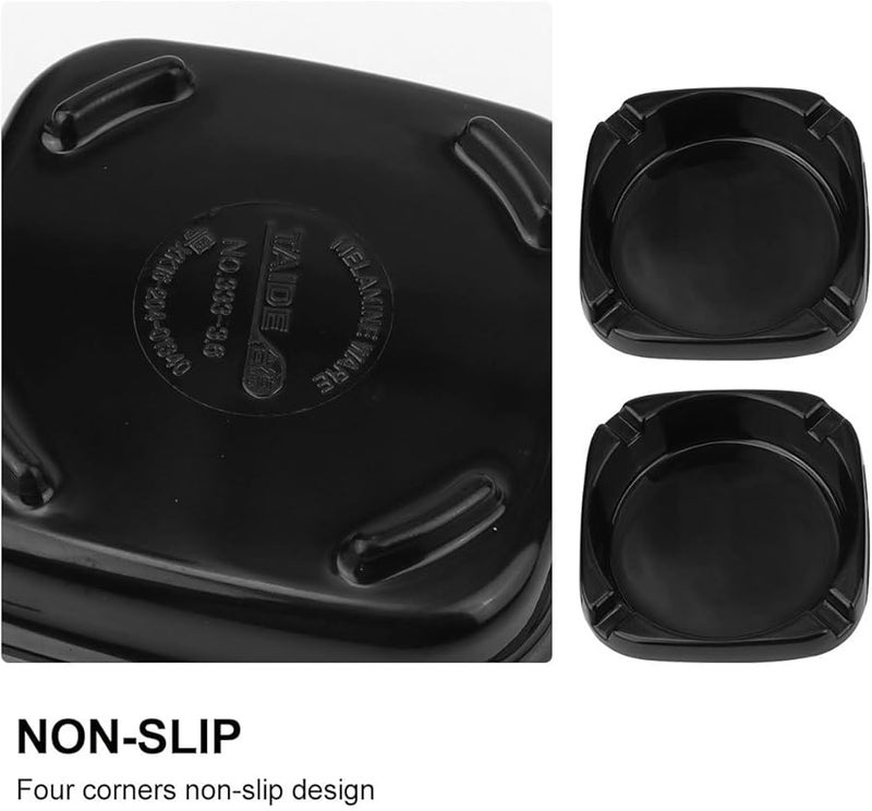 منفضة سجائر سيراميك مربعة سوداء للاستخدام المنزلي والمطعم والتدخين - Image 5